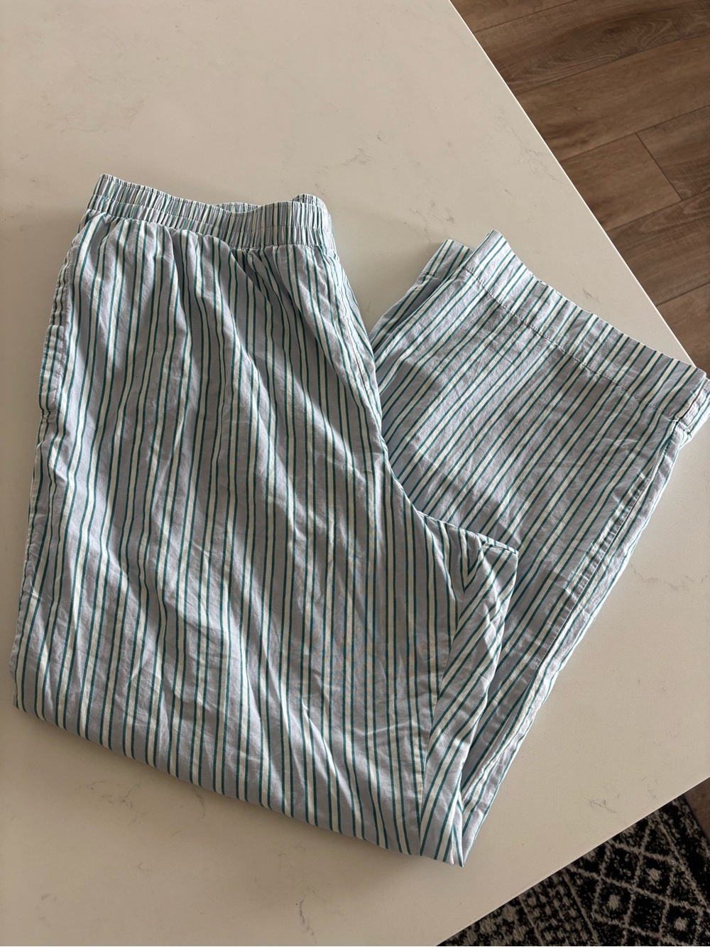 Old Navy blue, green and white striped pants